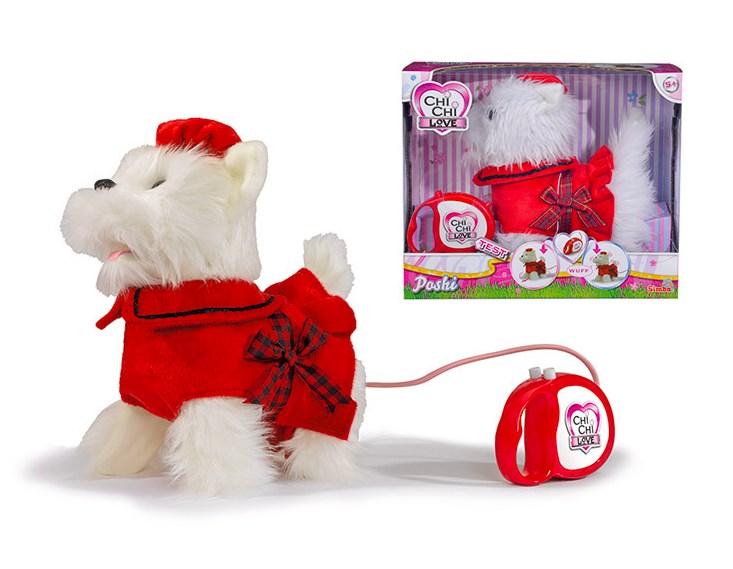 Simba Chi Chi Love Posh interaktiv hund 25 cm rød/hvid