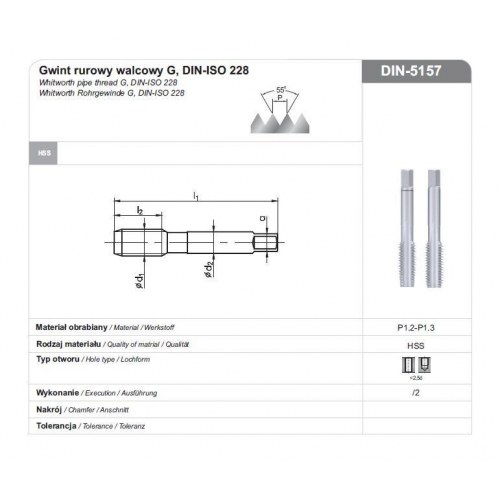 Gevindtap G 3/8" Whitworth rørgevind DIN-ISO 228 HSS
