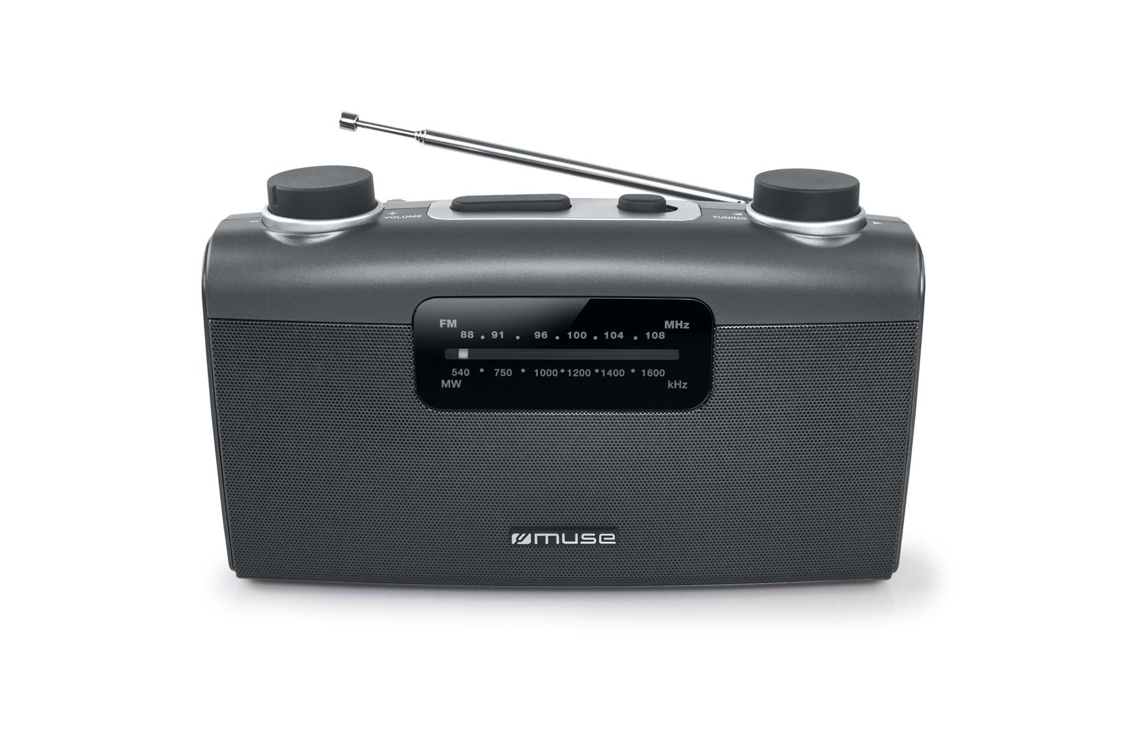 Muse M-058R bærbar analog radio AM/FM - sort/grå