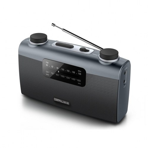 Muse M-058R bærbar analog radio AM/FM - sort/grå