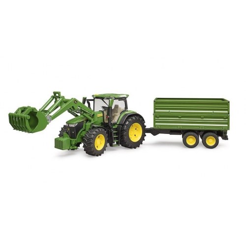 BRUDER John Deere 7R 350 traktor med frontlæsser og 2-akslet trailer