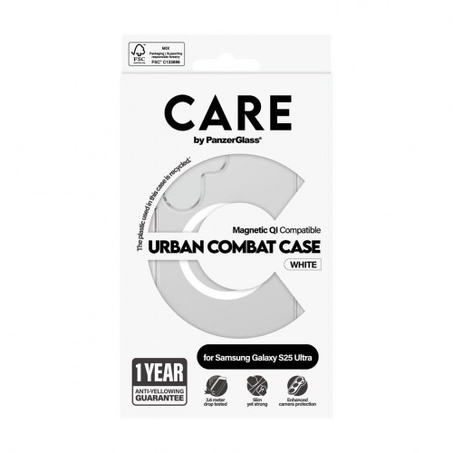 PanzerGlass CARE Urban Combat mobilcover til Samsung Galaxy S25 Ultra - transparent/hvid
