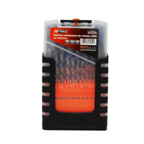 AWTOOLS AW42219 HSS kobolt metalborsæt 19 dele 1,0-10,0 mm