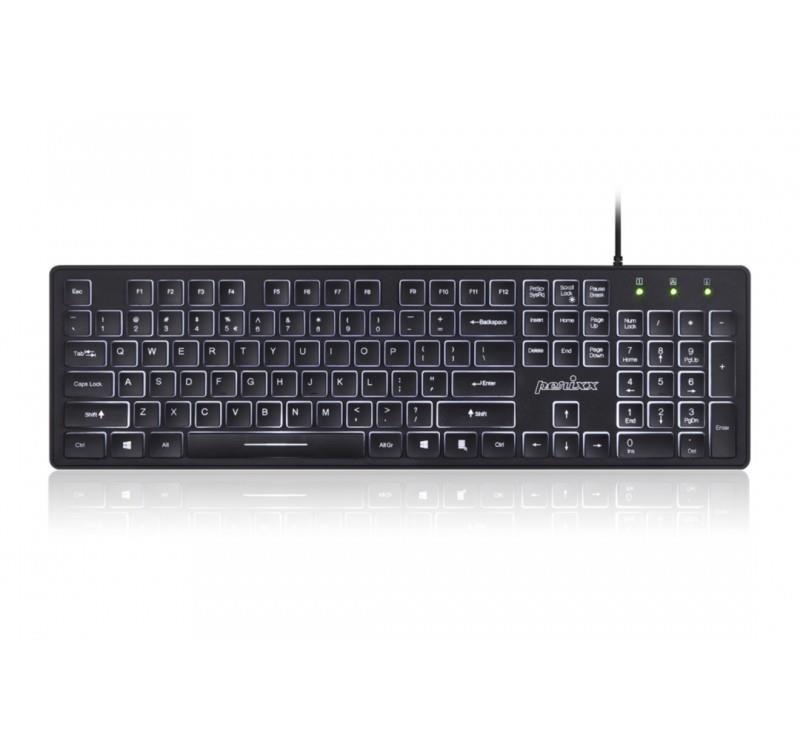 Perixx PERIBOARD-317 kablet tastatur med baggrundsbelysning - sort