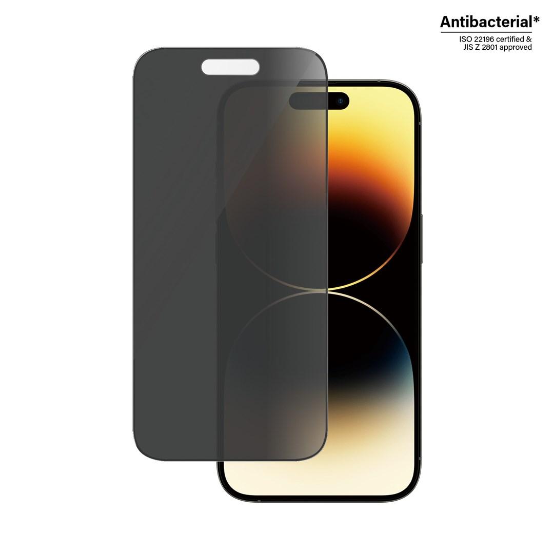 PanzerGlass™ | Privacy Edition- Skærmbeskytter for mobiltelefon - Edge-to-Edge fit - rammefarve sort | Apple iPhone 14 Pro