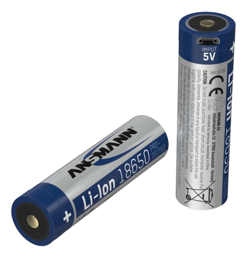 ANSMANN 18650 Li-Ion genopladeligt batteri 3,6 V 3400 mAh - sølv