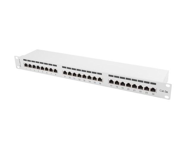 Lanberg PPS5-1024-S - Patch-panel - stativmonterbar - CAT 5e - STP - RJ-45 X 24 - grå, RAL 7035 - 1U - 19