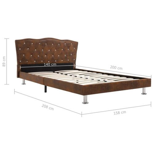 Seng med madras 140 x 200 cm stof brun