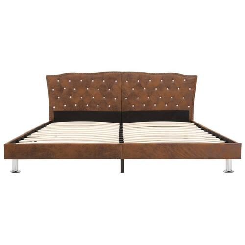 Seng med madras 160 x 200 cm stof brun