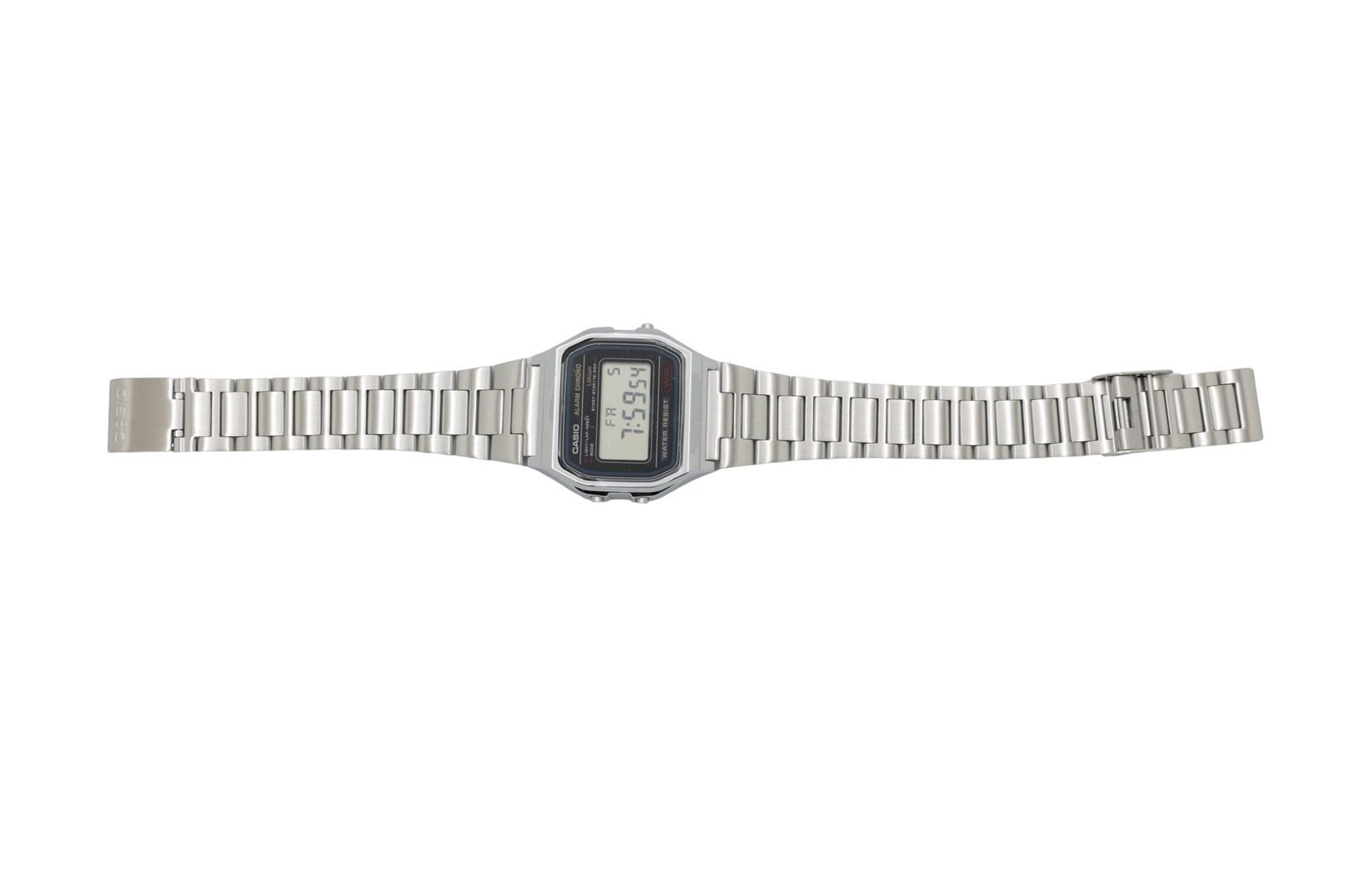 Casio A158WA Vintage digitalur unisex med rustfrit stålrem - sølv