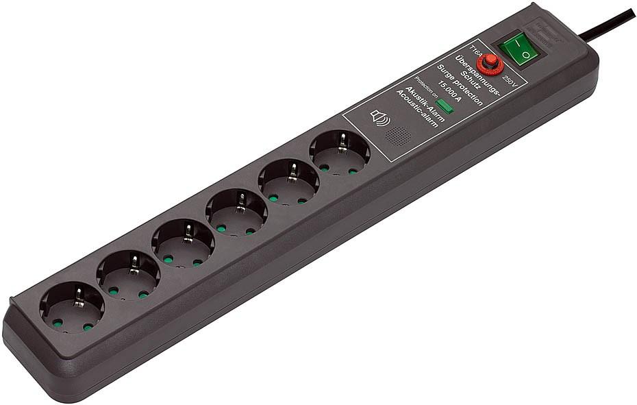 brennenstuhl Secure-Tec - Strømstødsbeskytter - 3.5 kW - output-stikforbindelser: 6 - antracit (sort)