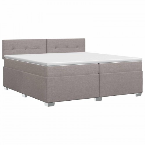 Boksmadras med topmadras 200 x 200 cm i stof - gråbrun