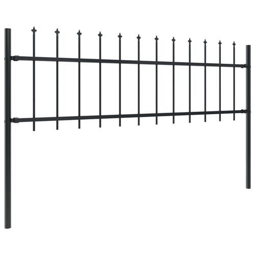 Havehegn med spydtop 3,4 x 0,6 m sort stål