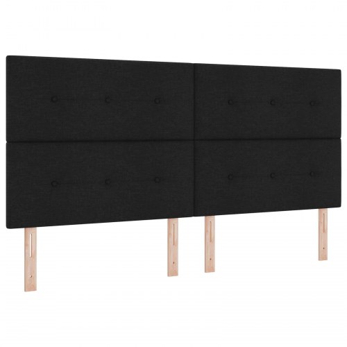 Kontinentalseng med madras, topmadras og hovedgærde 200 x 200 cm - sort stof