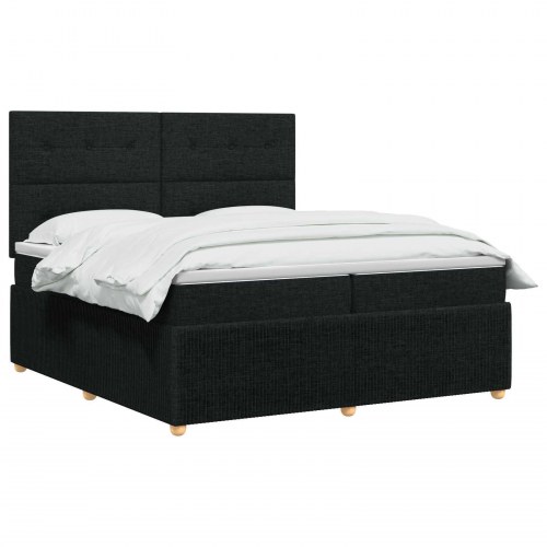 LED boksmadrasseng med madras 200 x 200 cm - sort stof