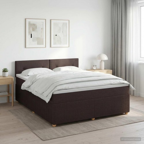 Madras med topmadras og justerbar sengegavl 180 x 200 cm mørk brun