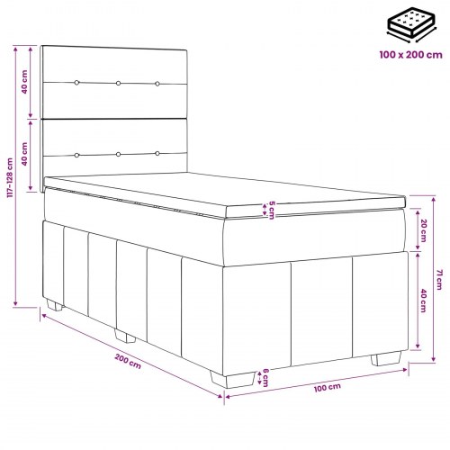 LED boksmadrasseng med madras 100 x 200 cm - sort stof