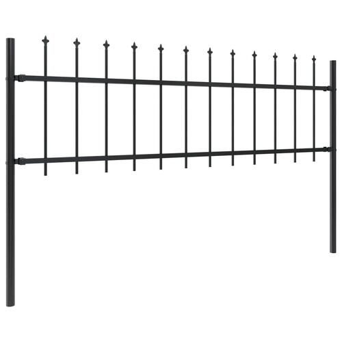 Havehegn med spydtop 8,5 x 0,6 m sort stål
