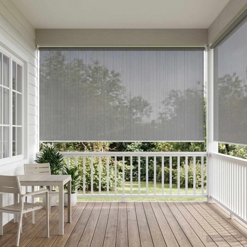 Udendørs rulleskærm med 90% UV-blok lysegrå 400 x 230 cm HDPE