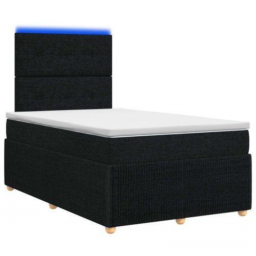 LED boksmadrasseng med madras 120 x 200 cm sort stof