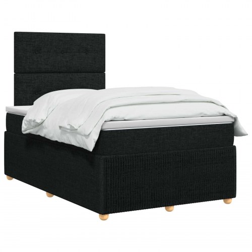 LED boksmadrasseng med madras 120 x 200 cm sort stof