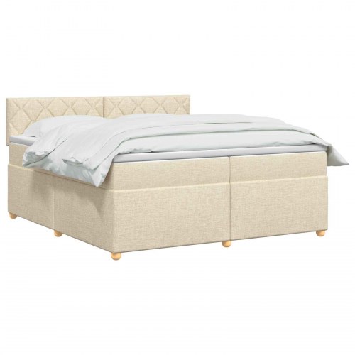 Kontinentalseng med topmadras 200 x 200 cm i cremefarvet stof