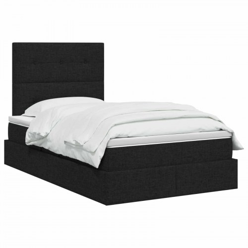 Seng med opbevaring og madras 120 x 200 cm sort