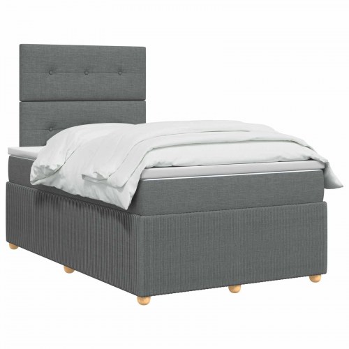 Boksmadras seng med topmadras 120 x 190 cm mørkegrå stof
