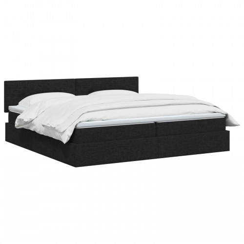 Seng med opbevaring og madras 200 x 200 cm sort fløjl