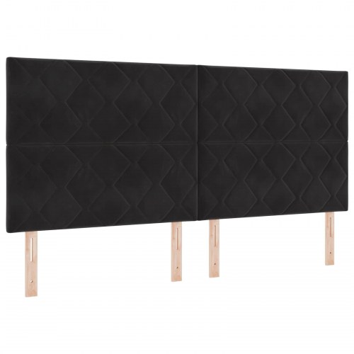 Seng med opbevaring og madras 200 x 200 cm sort fløjl