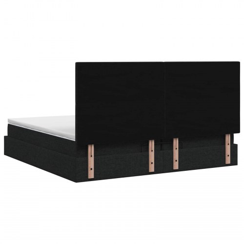 Ottoman seng 200 x 200 cm med madras og hovedgærde - sort stof