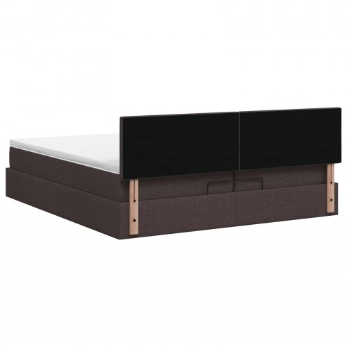 Ottoman seng med madras 200 x 200 cm mørk brun stof