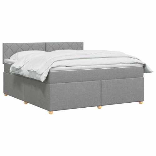 Kontinentalseng med topmadras og justerbar gavl 160 x 200 cm - lysegrå stof