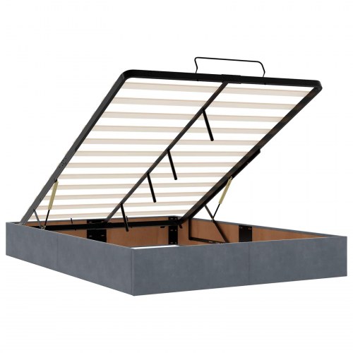 Ottoman seng med madras 140 x 200 cm i mørkegrå fløjl
