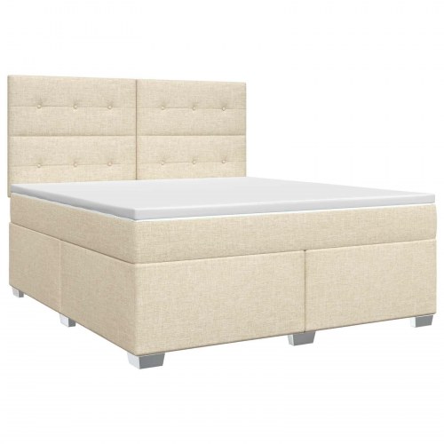 Kontinentalseng med topmadras 160 x 200 cm cremefarvet stof
