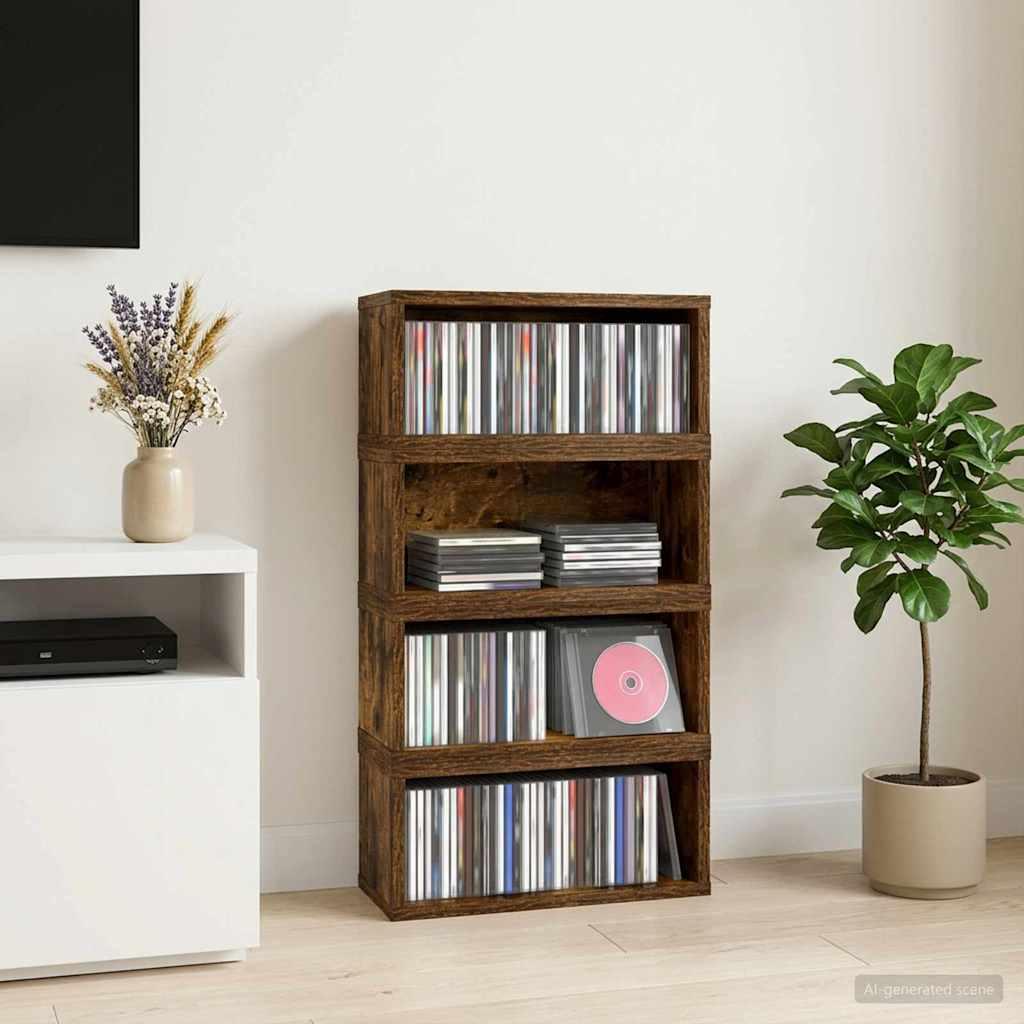 CD opbevaringsrække 4 stk. røget eg 40 x 17 x 17 cm