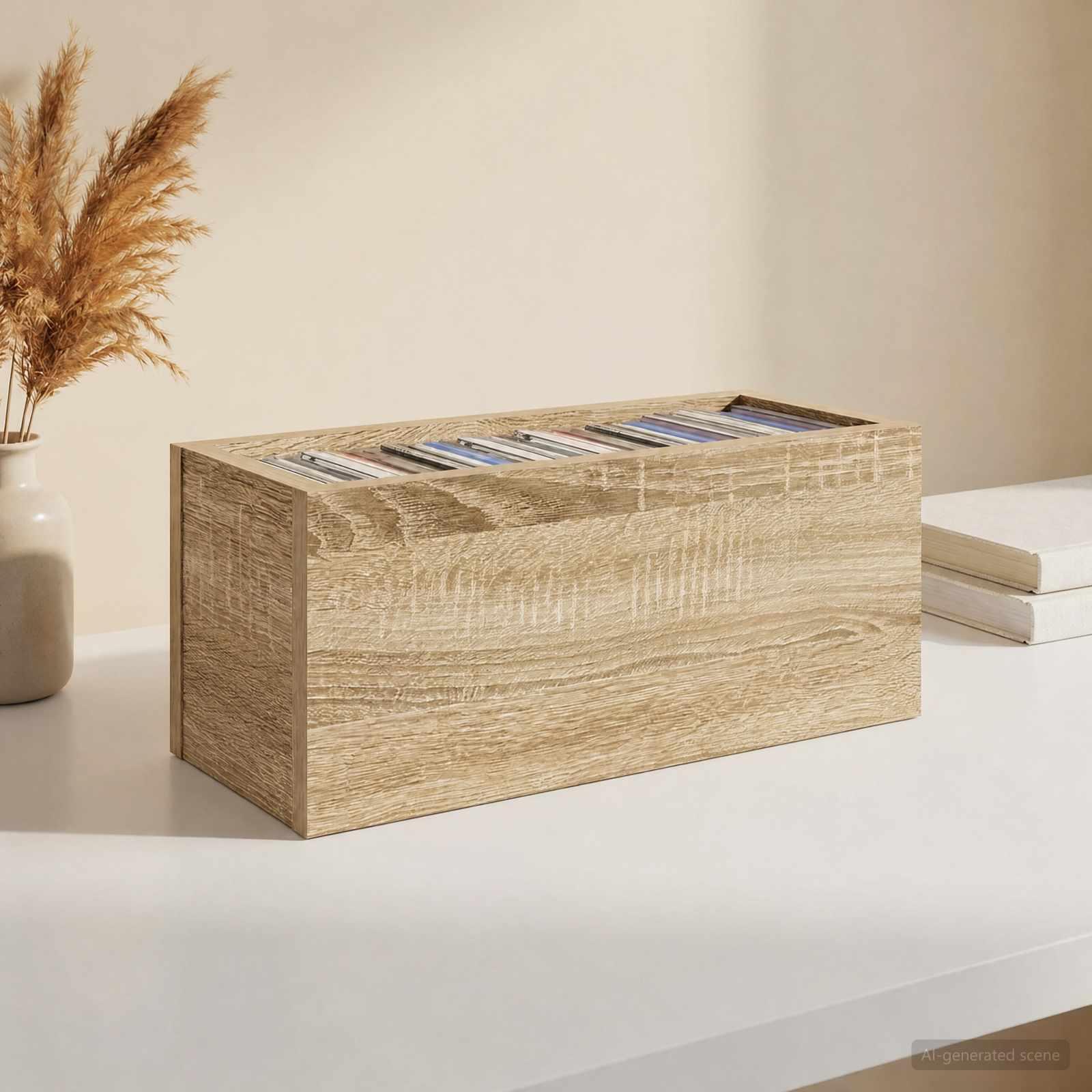 CD opbevaringsrække 4 stk. i sonoma-eg 40 x 17 x 17 cm