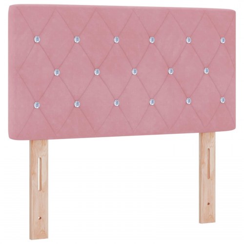 Ottoman seng med madras og LED lyserød 120 x 190 cm velour