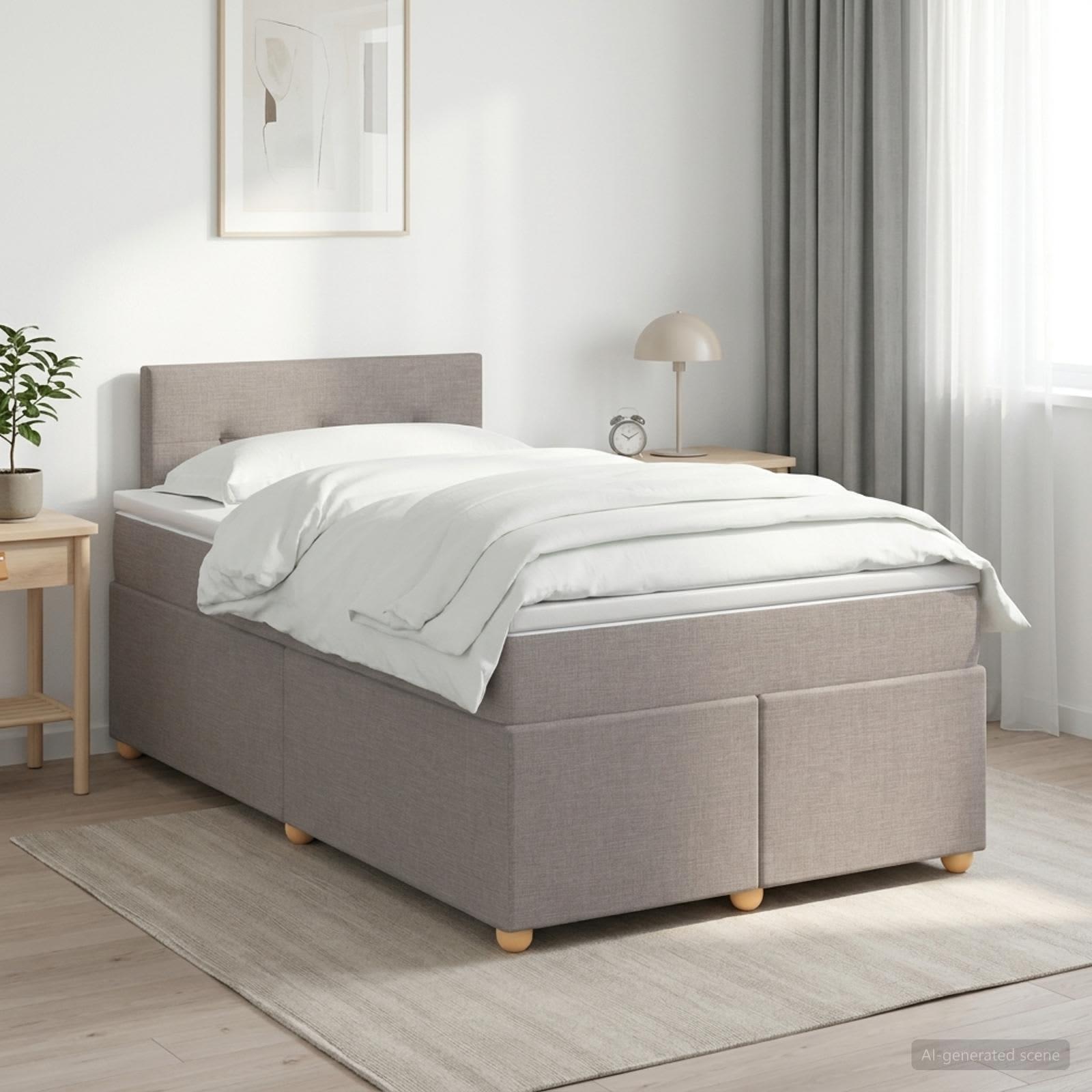 Kontinentalseng med topmadras gråbrun 120 x 190 cm