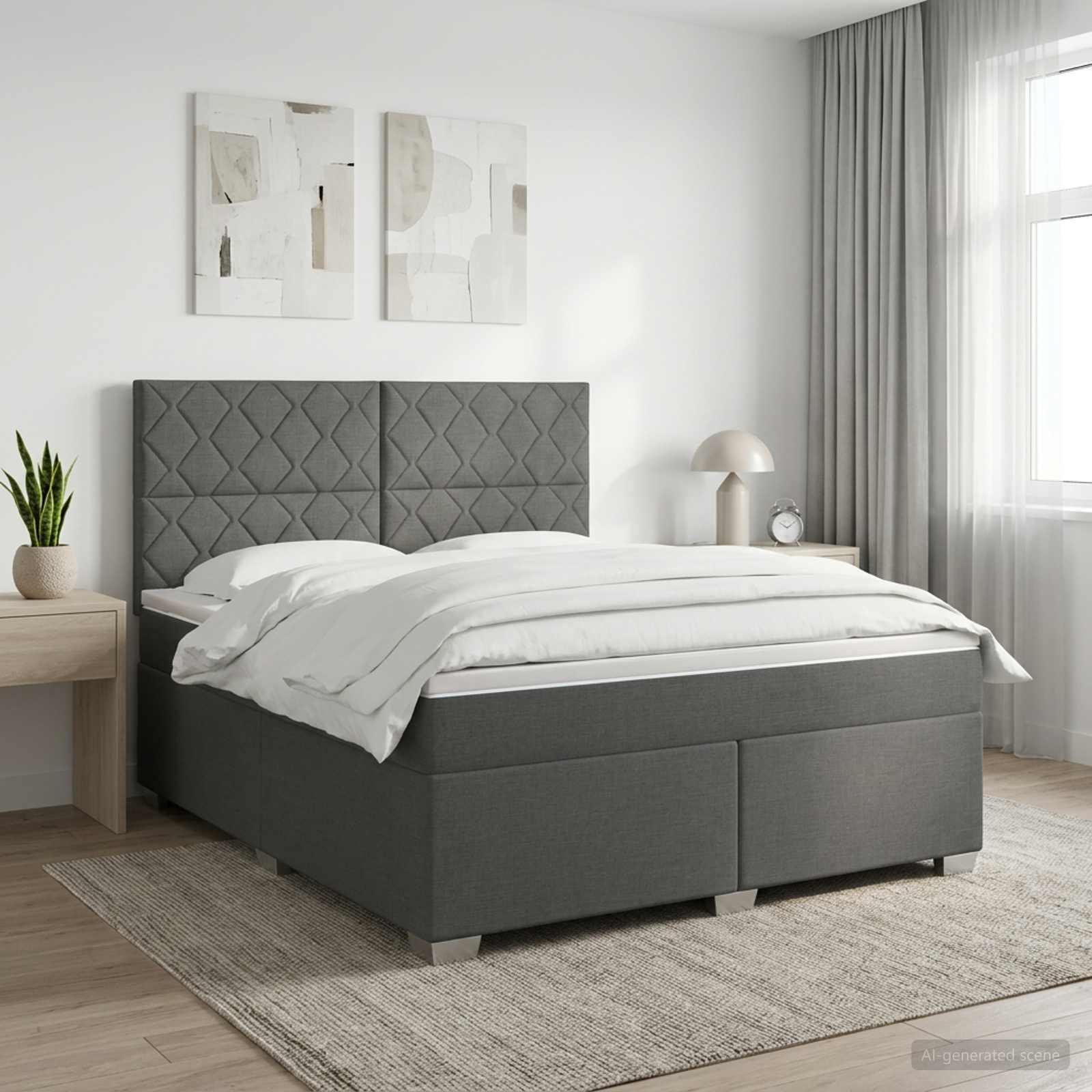 Kontinentalseng med madras og topmadras 160 x 200 cm mørkegrå stof