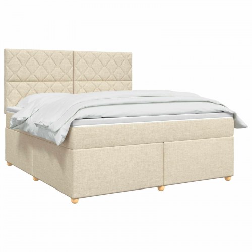 Kontinentalseng med madras og topmadras 180 x 200 cm cremefarvet stof