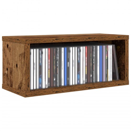 CD opbevaringsrække 2 stk. i gammelt træ 40 x 17 x 17 cm