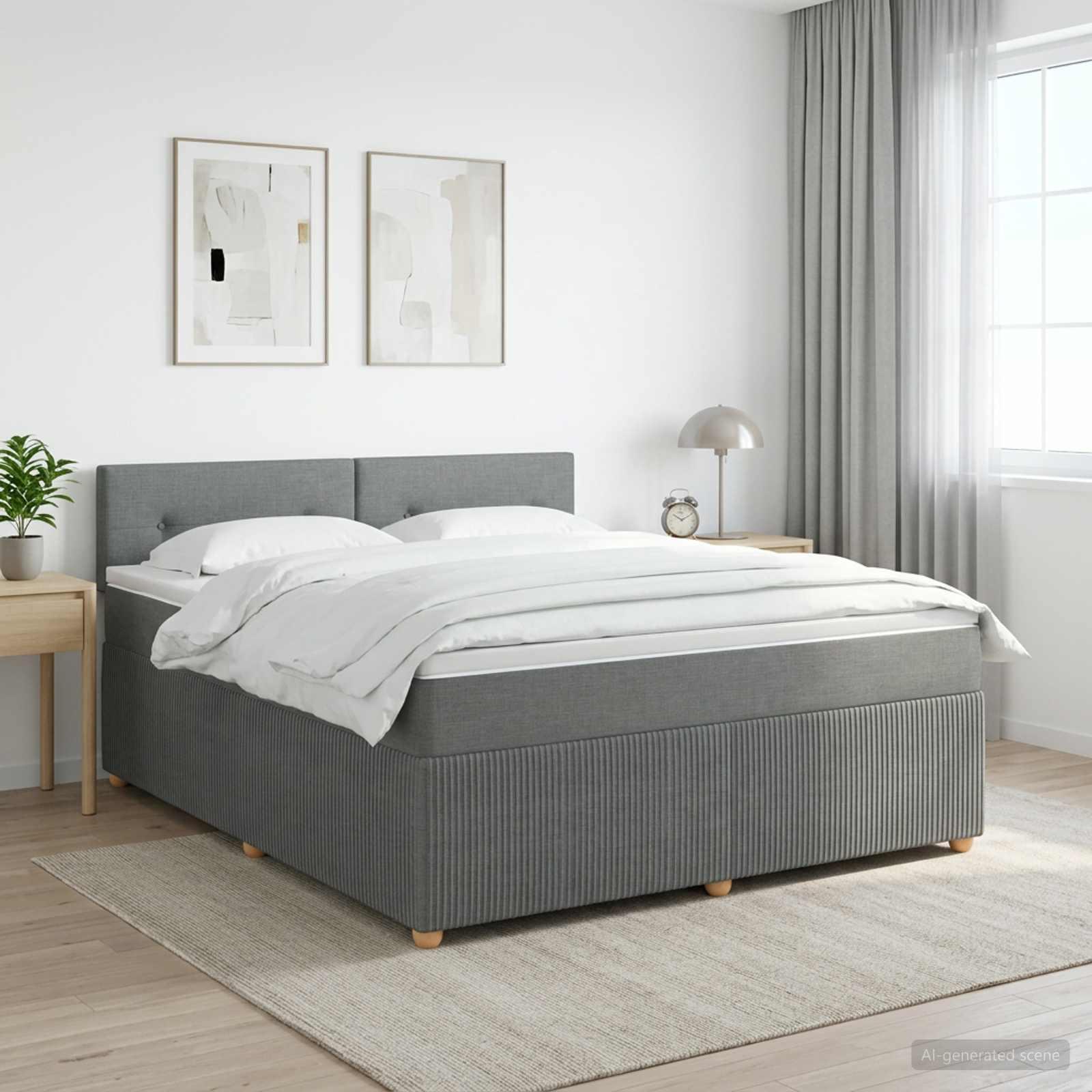 Kontinentalseng med topmadras 180 x 200 cm mørkegrå stof