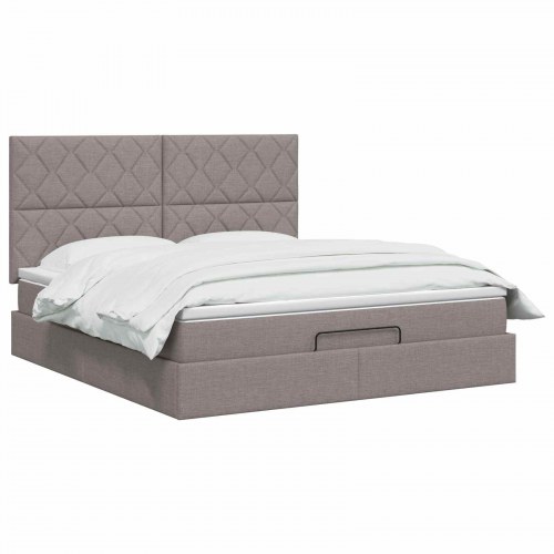 Ottoman seng med madras 140 x 200 cm i gråbrun stof