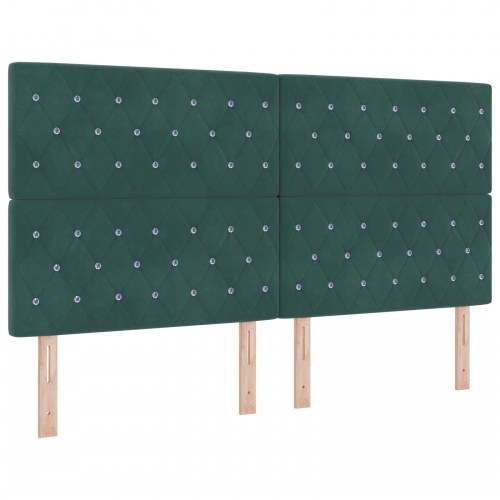 Seng med opbevaring og madras 180 x 200 cm i mørkegrøn fløjl