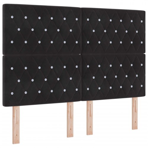 Seng med opbevaring og madras 160 x 200 cm i sort fløjl