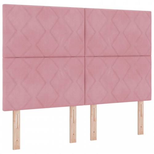 Ottoman seng med madras og LED lyserød 140 x 190 cm fløjl