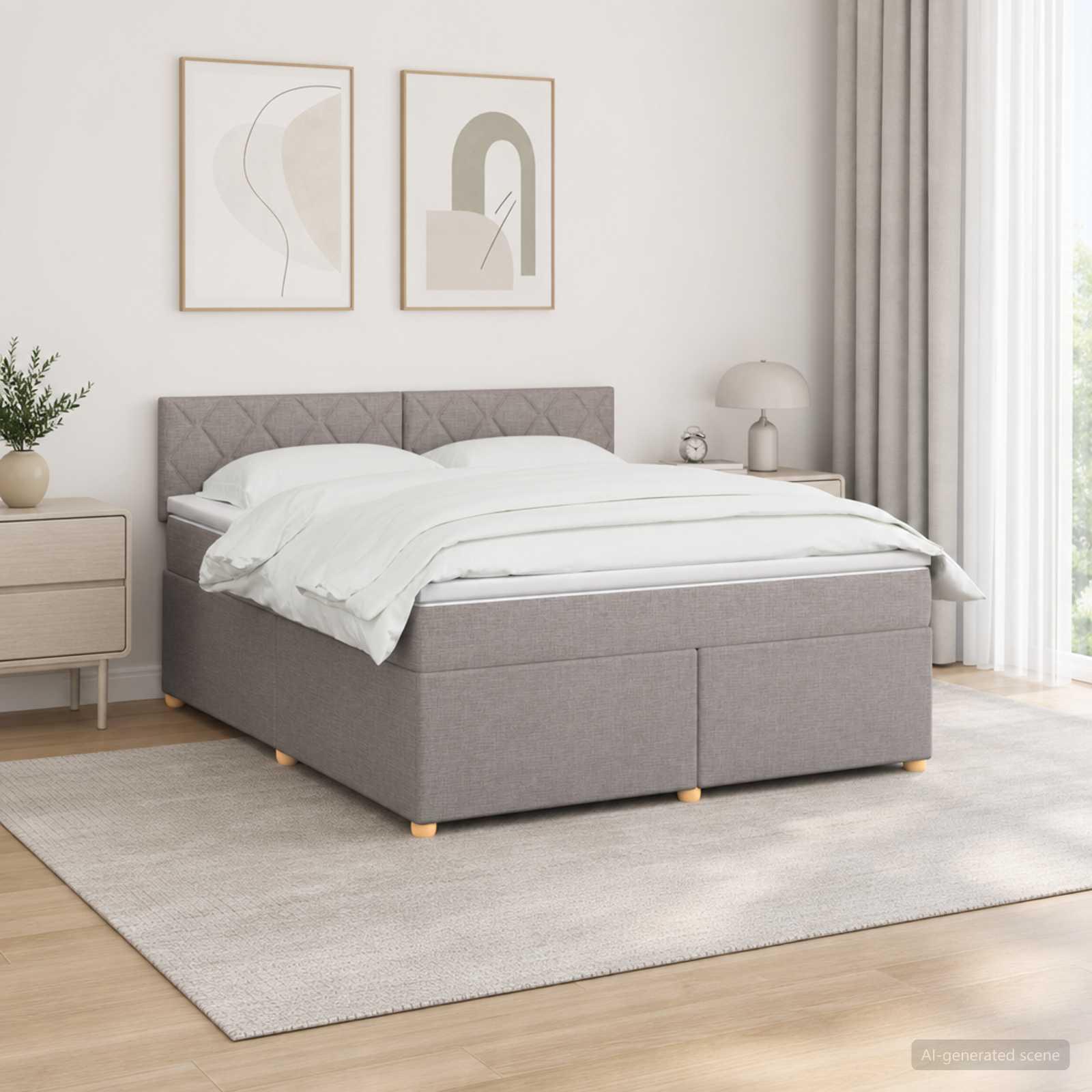 Kontinentalseng med topmadras 160 x 200 cm i gråbrun stof