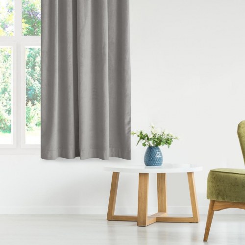 Mørklægningsgardin fløjl grå 400×225 cm med wavebånd - HOMEDE VILA (OUTLET A)