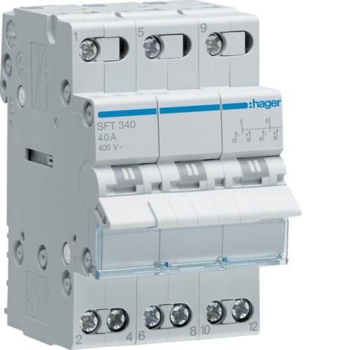Hager SFT340 omskifter 40 A 3-polet I-0-II 400 V AC